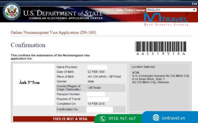 Tờ khai thủ tục xin visa Mỹ online