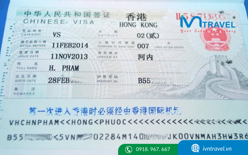 Hồ sơ xin visa Hồng Kong